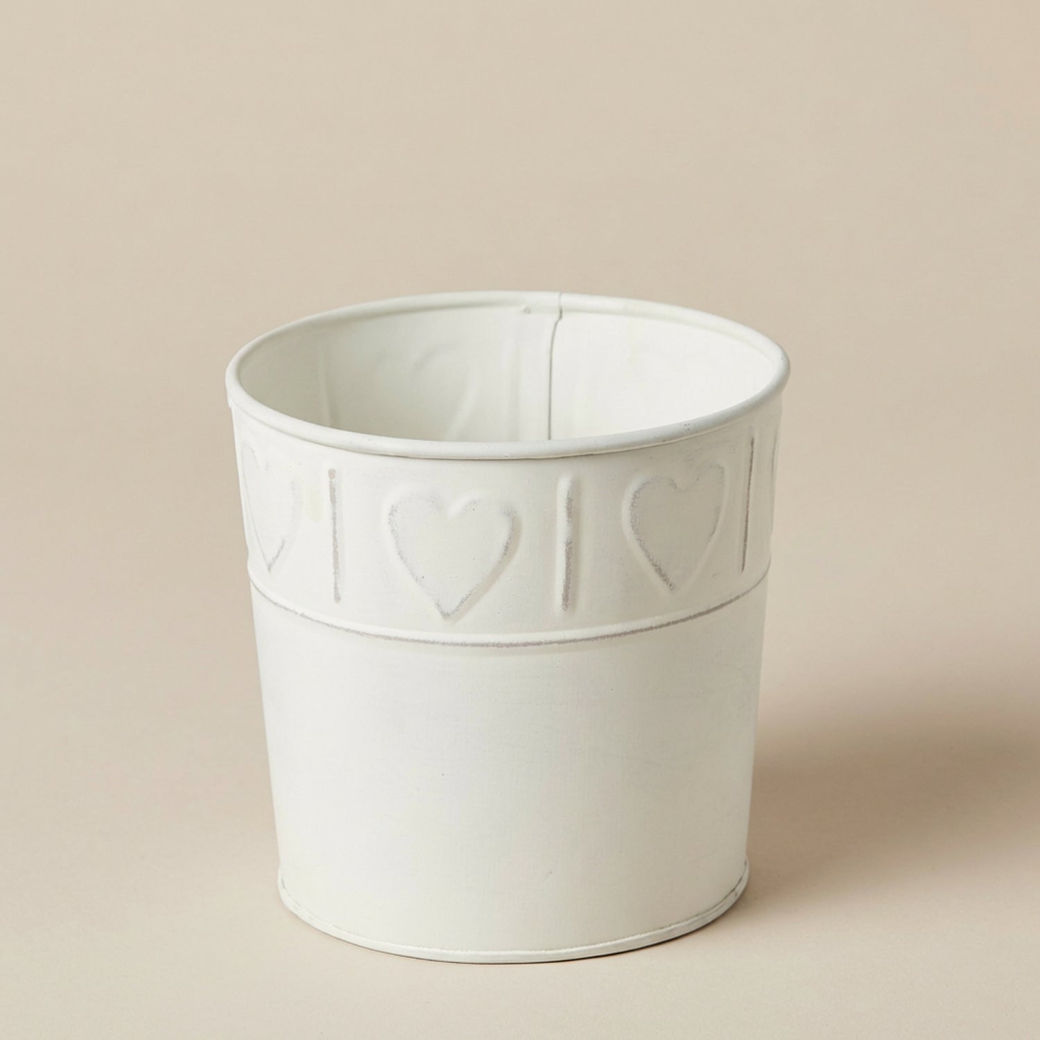 Vaso latta cuore bianco