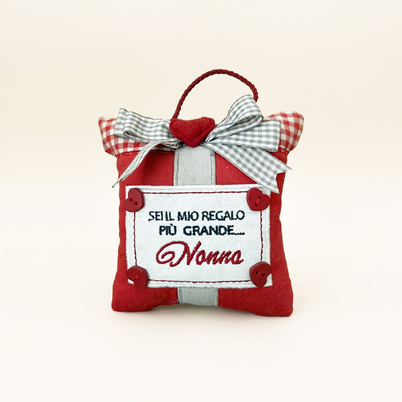 Cuscino messaggio ’Sei il mio regalo più grande... Nonna’ Targhetta