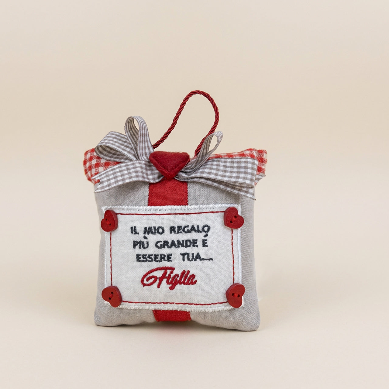 Cuscino messaggio ’Sei il mio regalo più grande... Figlia’ Targhetta