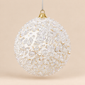 Sfera di Natale Bianca e Oro Effetto Ghiaccio Ø 10 cm