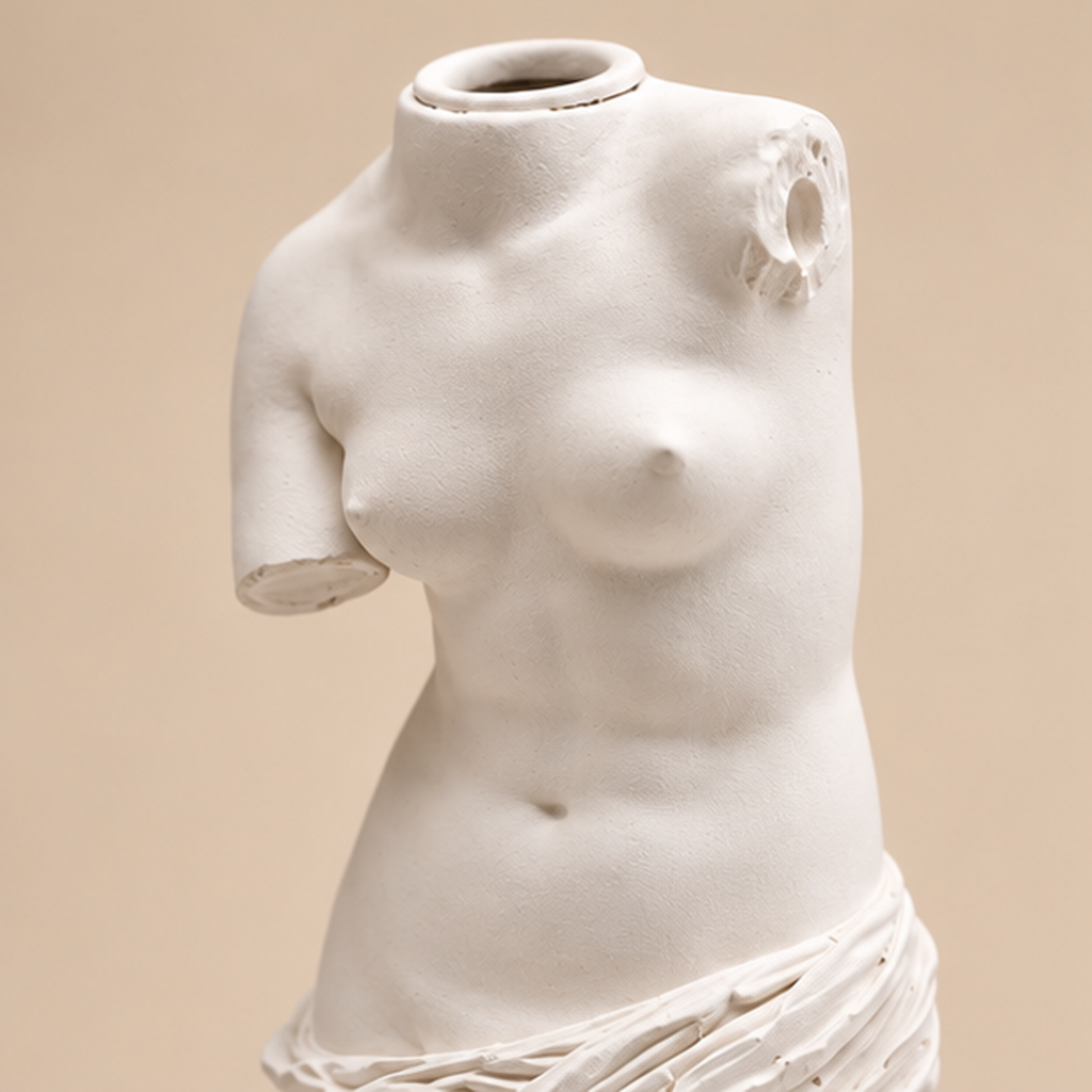 Portacandela Venere Bianco in Poliresina H32 cm