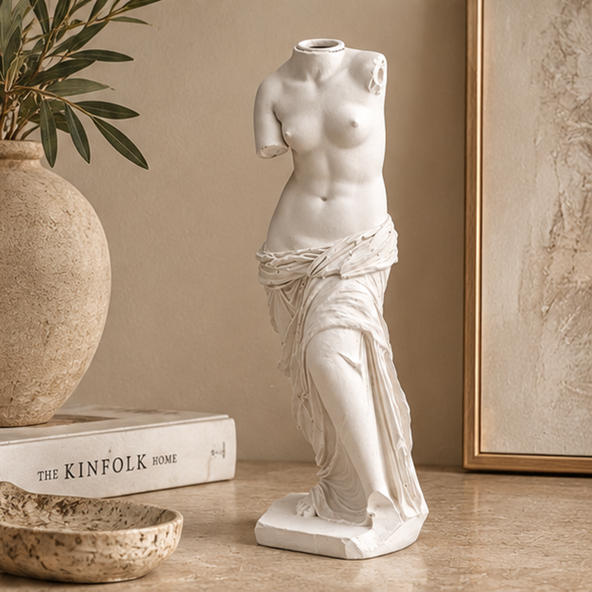 Portacandela Venere Bianco in Poliresina H32 cm