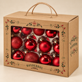 Set 26 Palline di Natale Rosse in PVC – Finiture Lucide, Opache e Glitterate – Ø 5/6/7 cm