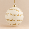 Sfera di Natale in Vetro Bianco con Scritta Joyeux Noël Oro – Ø 10 cm