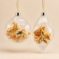 Decorazione Natalizia EDG in Vetro Trasparente con Foglia Oro ed Effetto Ghiaccio Ø10 cm
