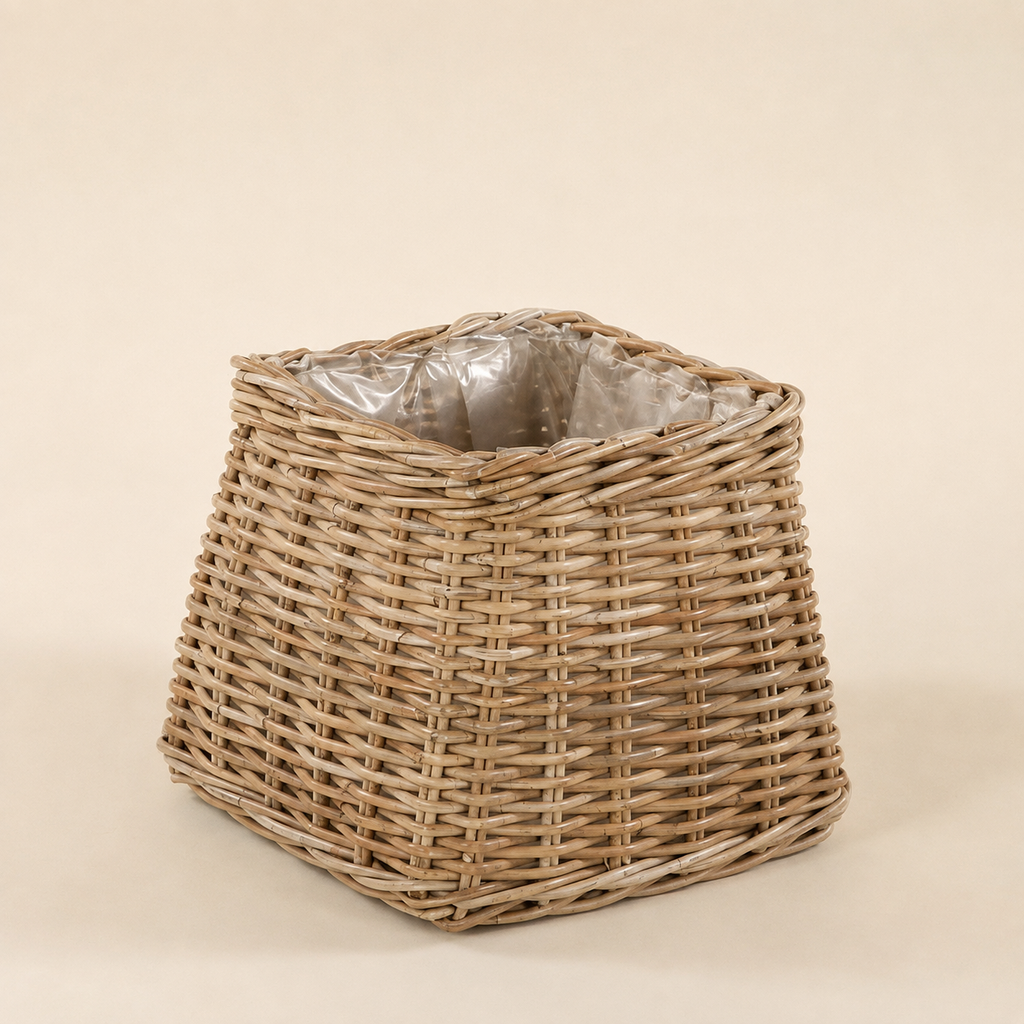 Cesto coprivaso Quadrato in Rattan