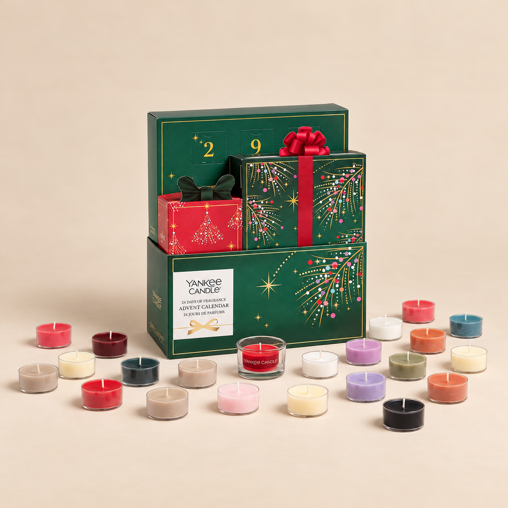 Calendario dell'Avvento Yankee Candle 24 Giorni con 24 Candele Profumate e Portacandela in Vetro