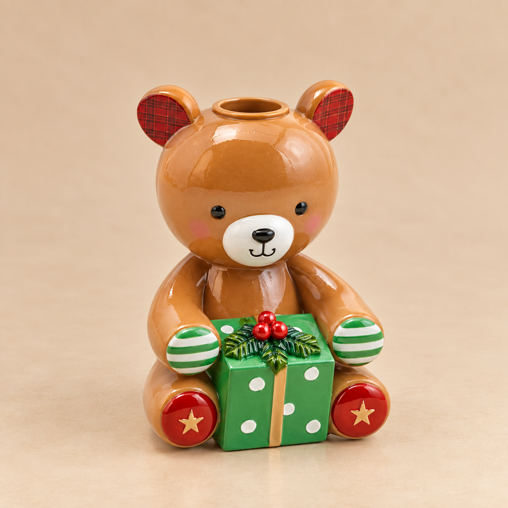 Portacandela Orsetto con Regalo