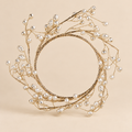 Corona Decorativa Natalizia Oro con Perle Bianche Ø17 cm