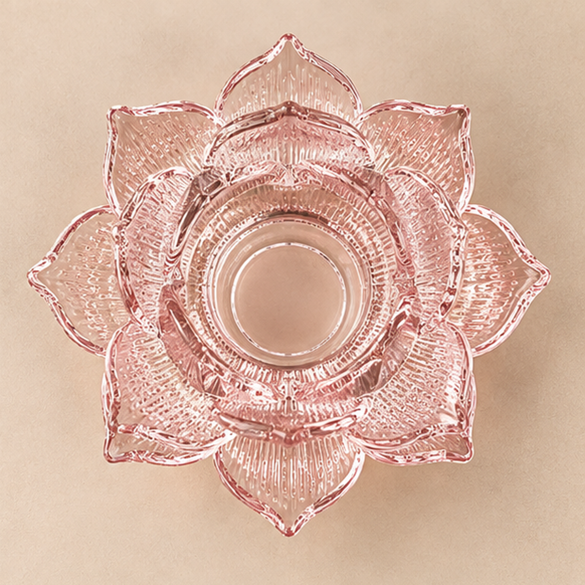 Portacandela Lotus Rosa in Vetro