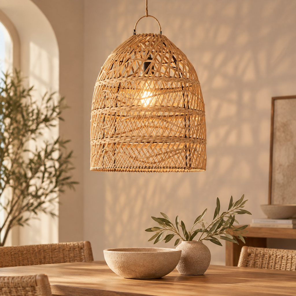Lampadario Ombr in Canna e Bambù Ø 40 x H 45 cm