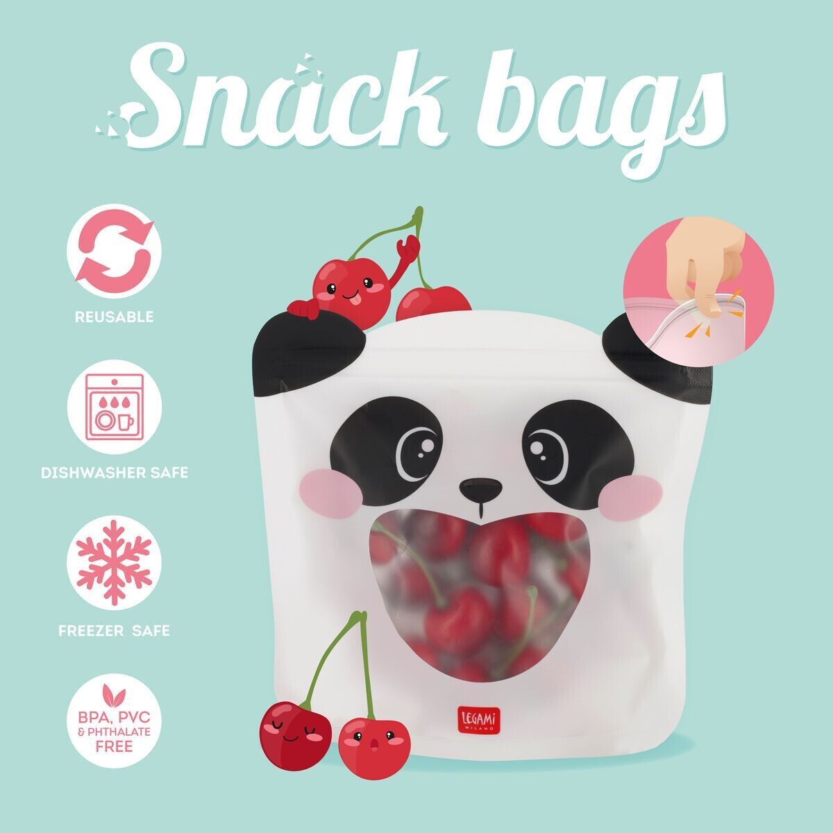 Set 3 Buste per Alimenti Panda - Legami