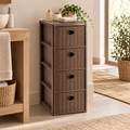 Cassettiera Elegance Slim 4 Cassetti Salvaspazio Marrone Effetto Rattan – 30 x 40 x H 80 cm