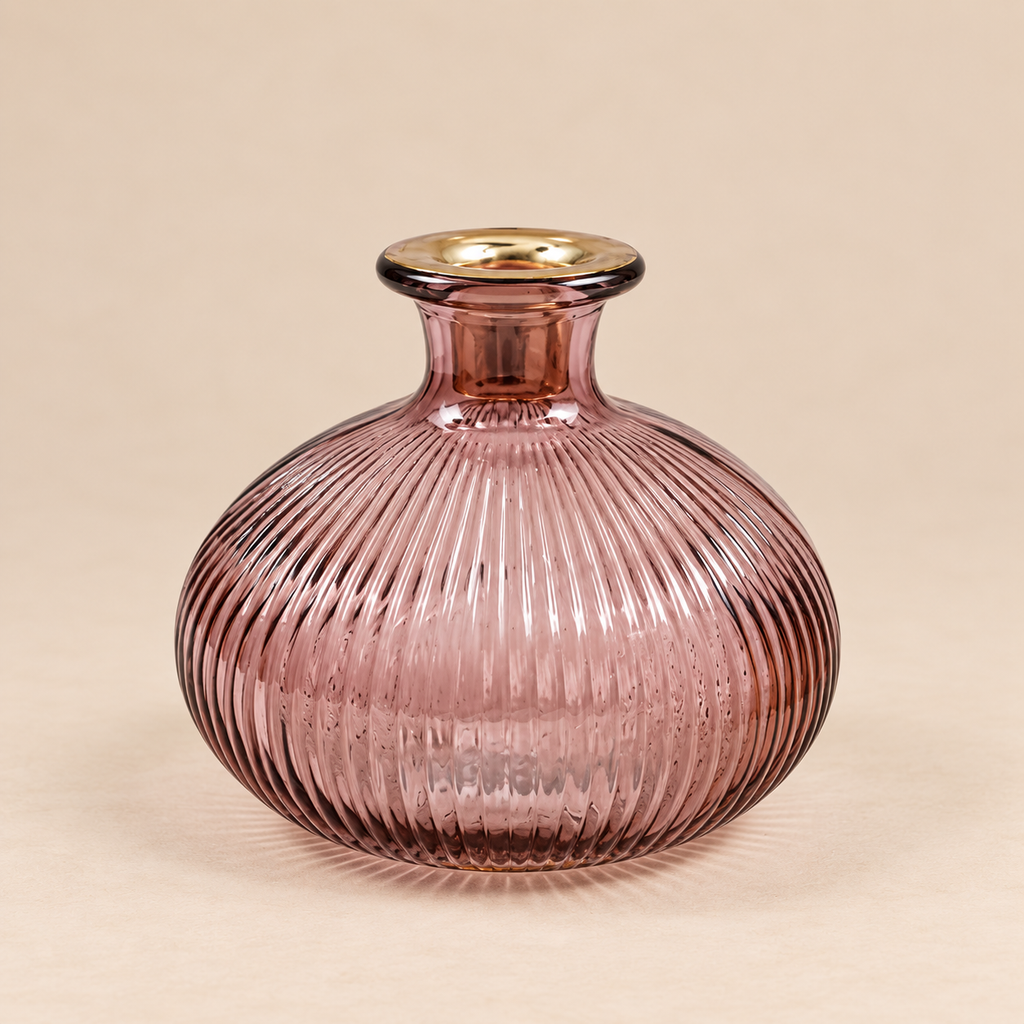 Portacandela Ribbed Rosa antico