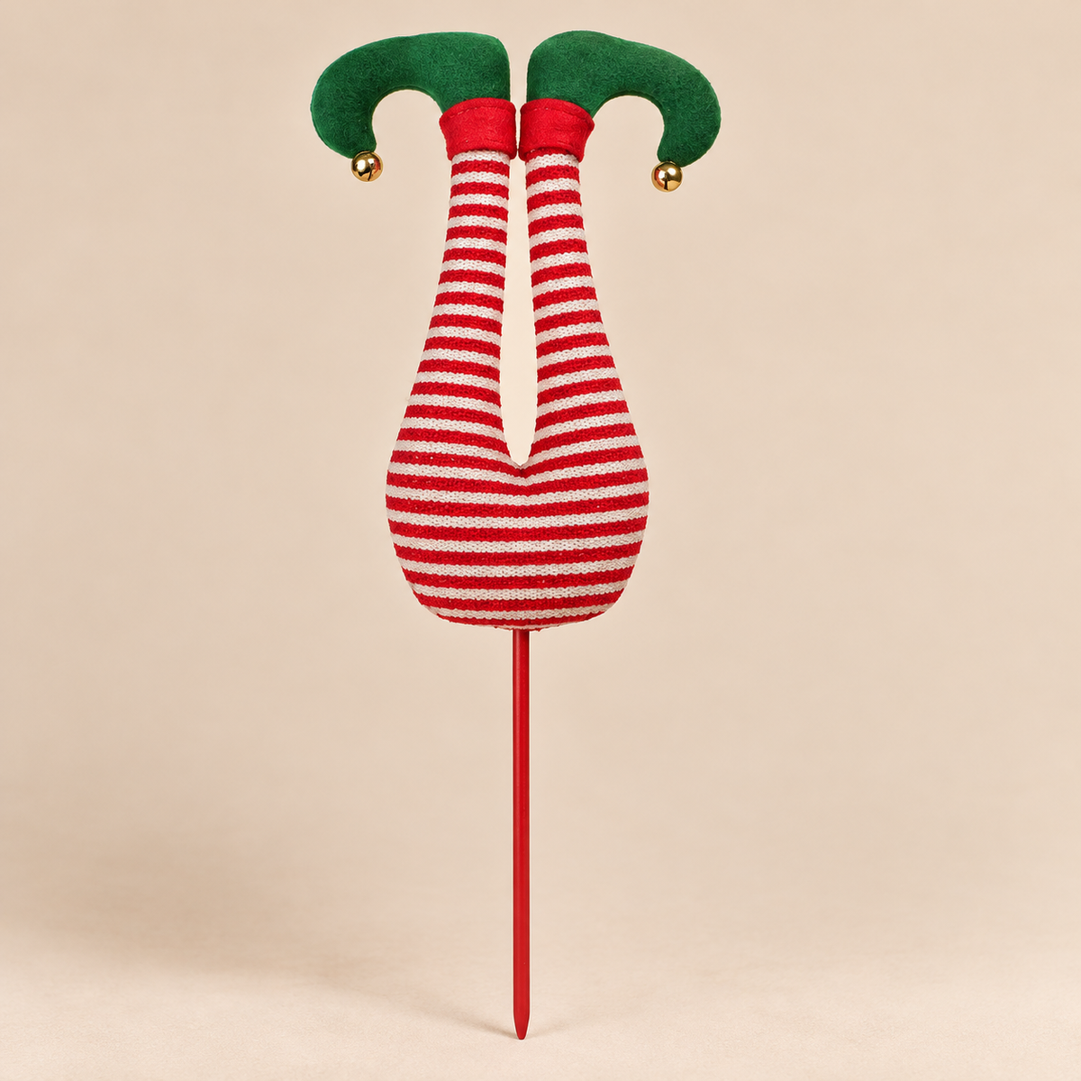 Decorazione Natalizia Gambe di Elfo Capovolto a Righe Rosse e Bianche  52cm