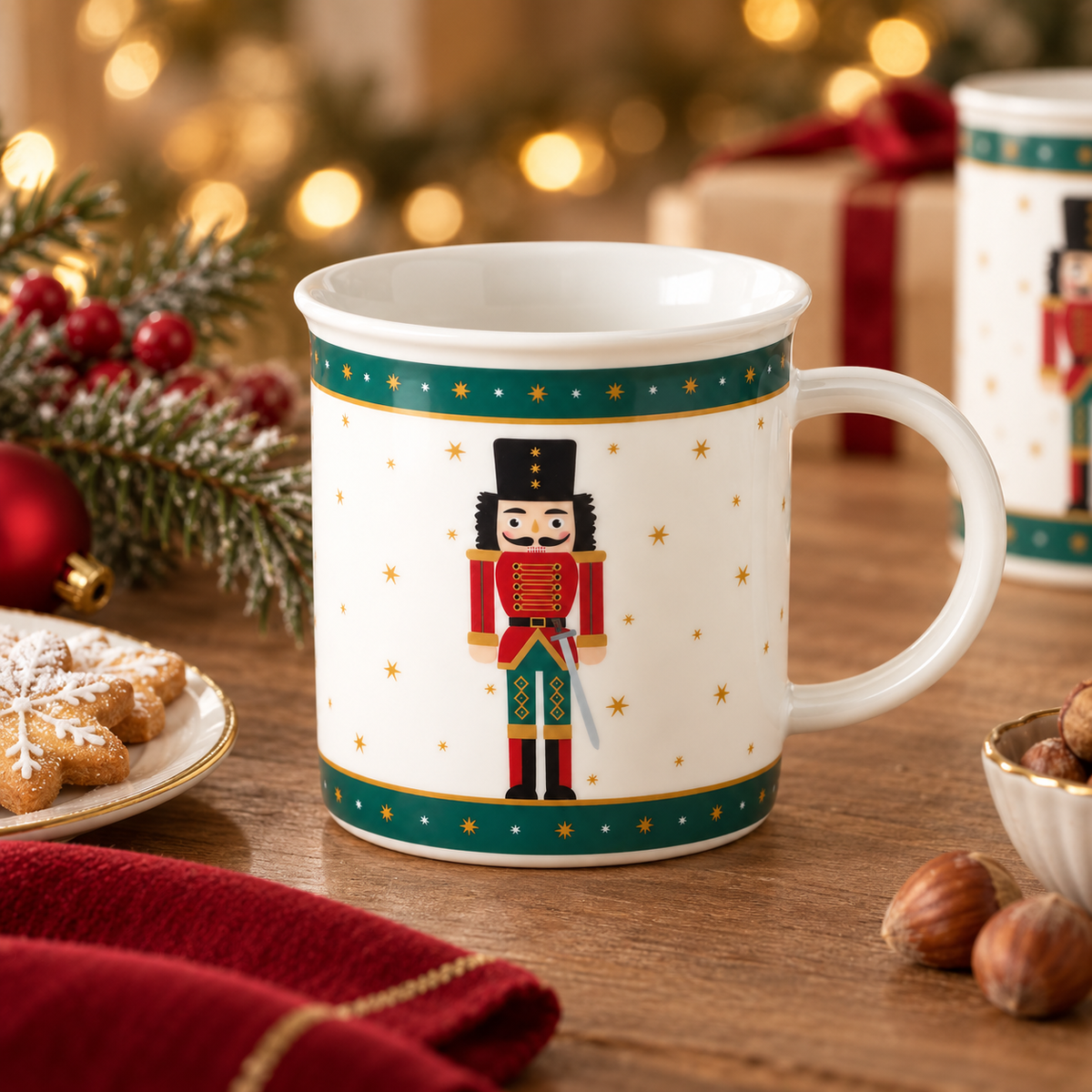 Tazza in porcellana con soldatino schiaccianoci Andrew verde