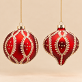 Sfera di Natale Rosso Rubino con Decori Barocchi Oro e Avorio – Ø 10 cm,