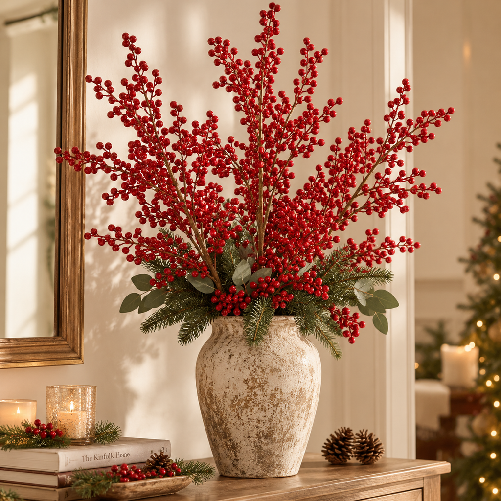Ramo con Bacche Rosse H110 cm
