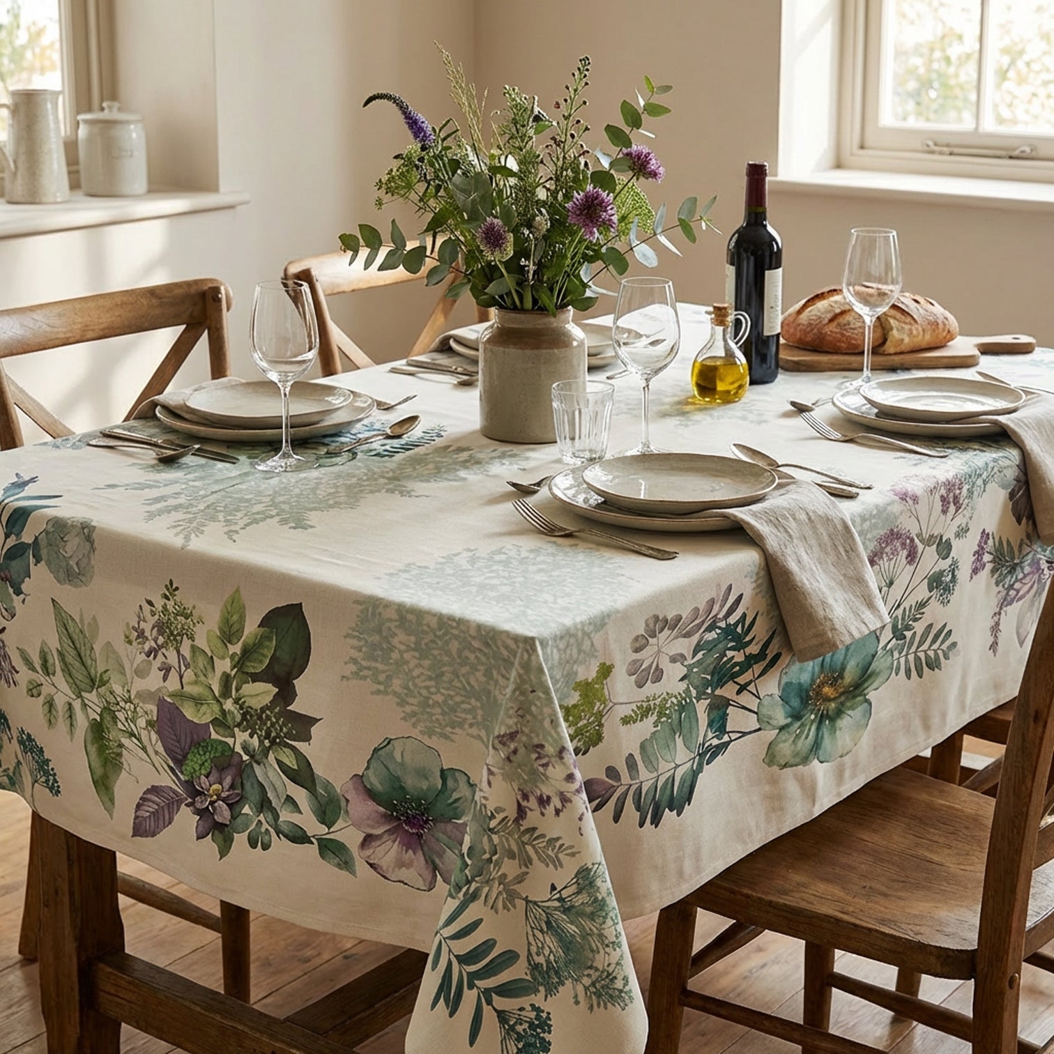 Tovaglia centrotavola Bloom Greenery 100x100cm Tovaglia