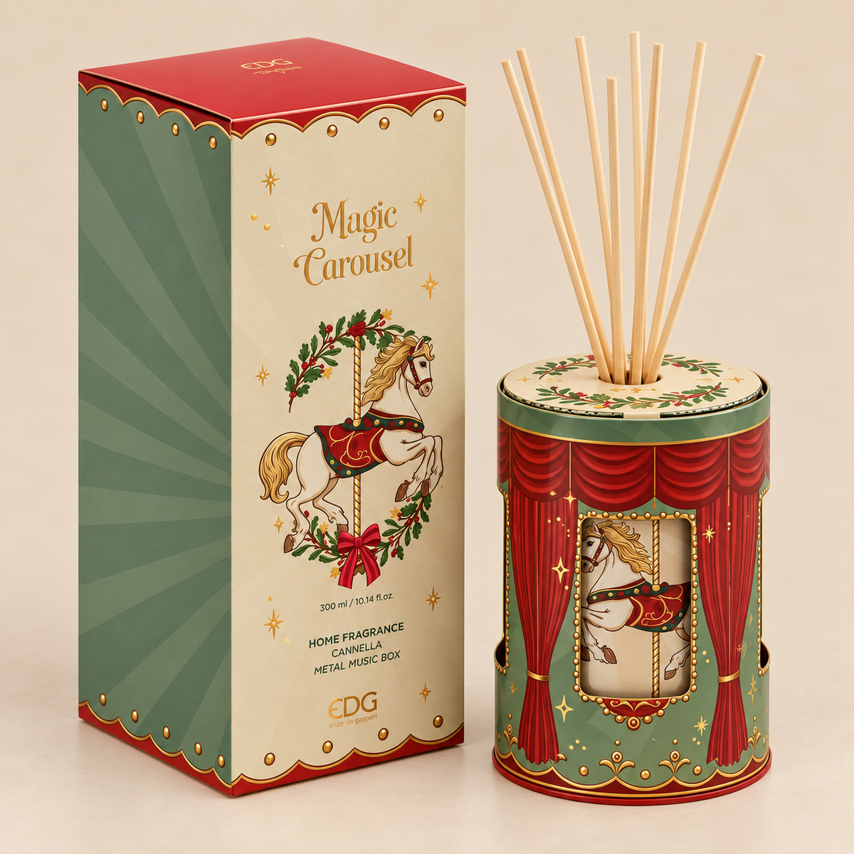 Diffusore di Profumo Magic Carousel EDG Cinnamon 300 ml con Carillon