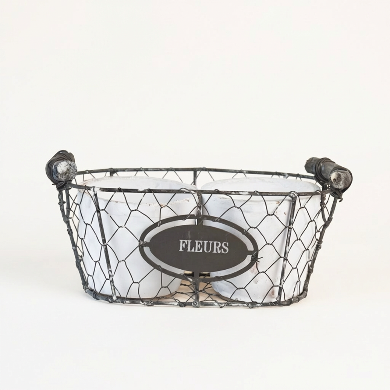 Vaso doppio Fleurs con cestino - LB HOME