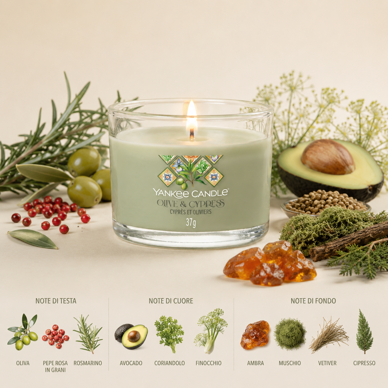 Yankee Candle mini candela Olive & Cypress