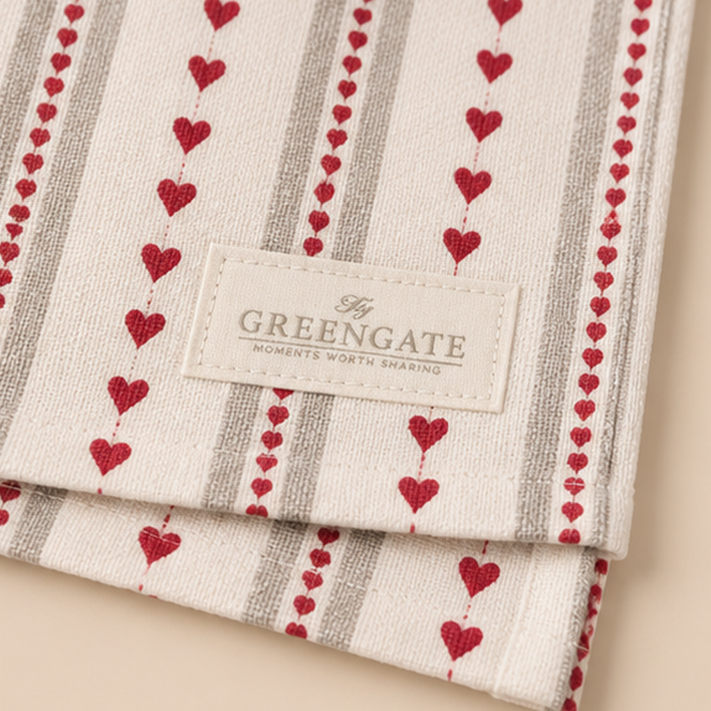 Strofinaccio da Cucina Esther GreenGate Rosso con Cuori