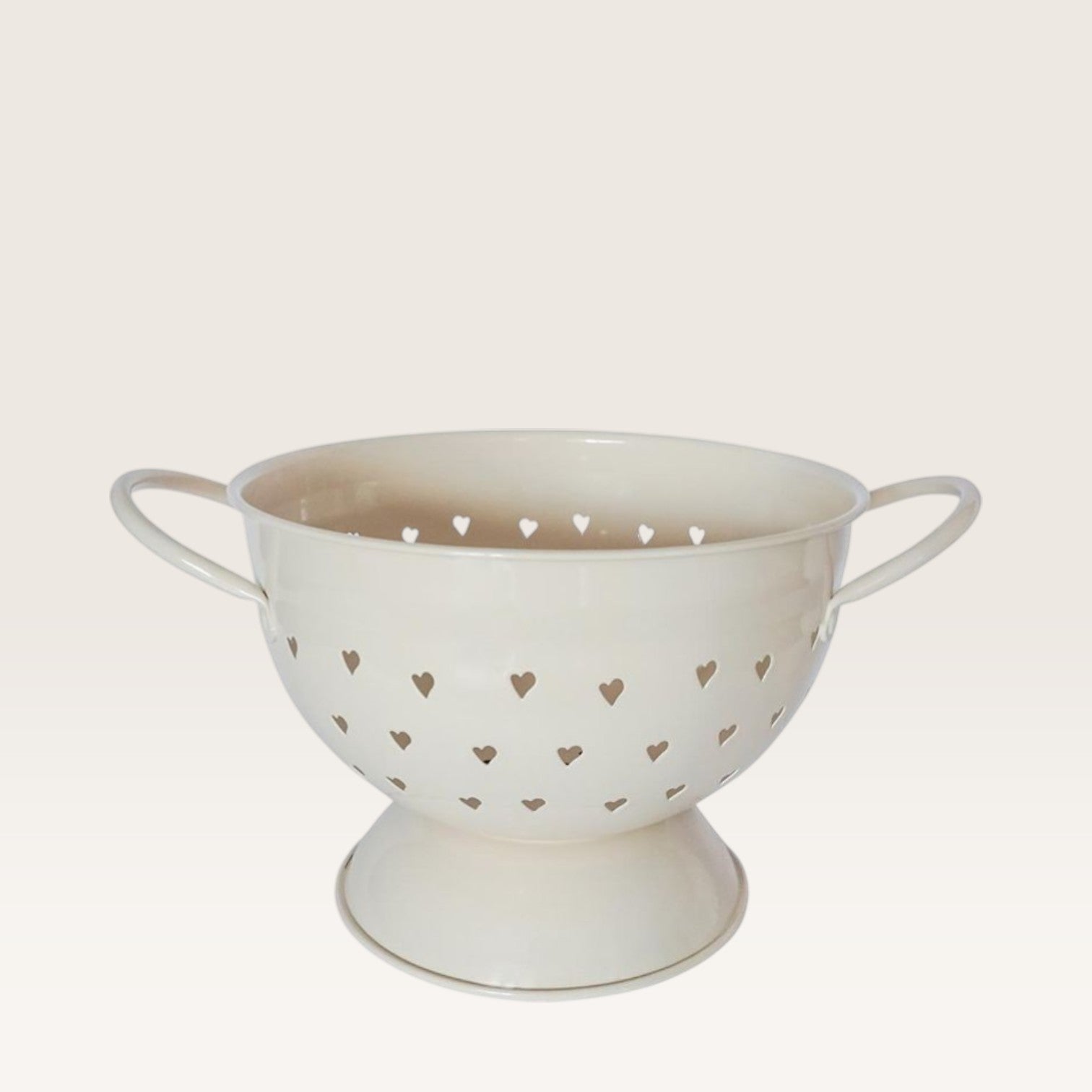 Scolapasta beige con cuori Scolapasta