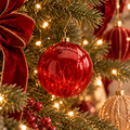 Sfera di Natale EDG in Vetro Rosso Trasparente Lucido con Righe a Spirale – Ø 10 cm
