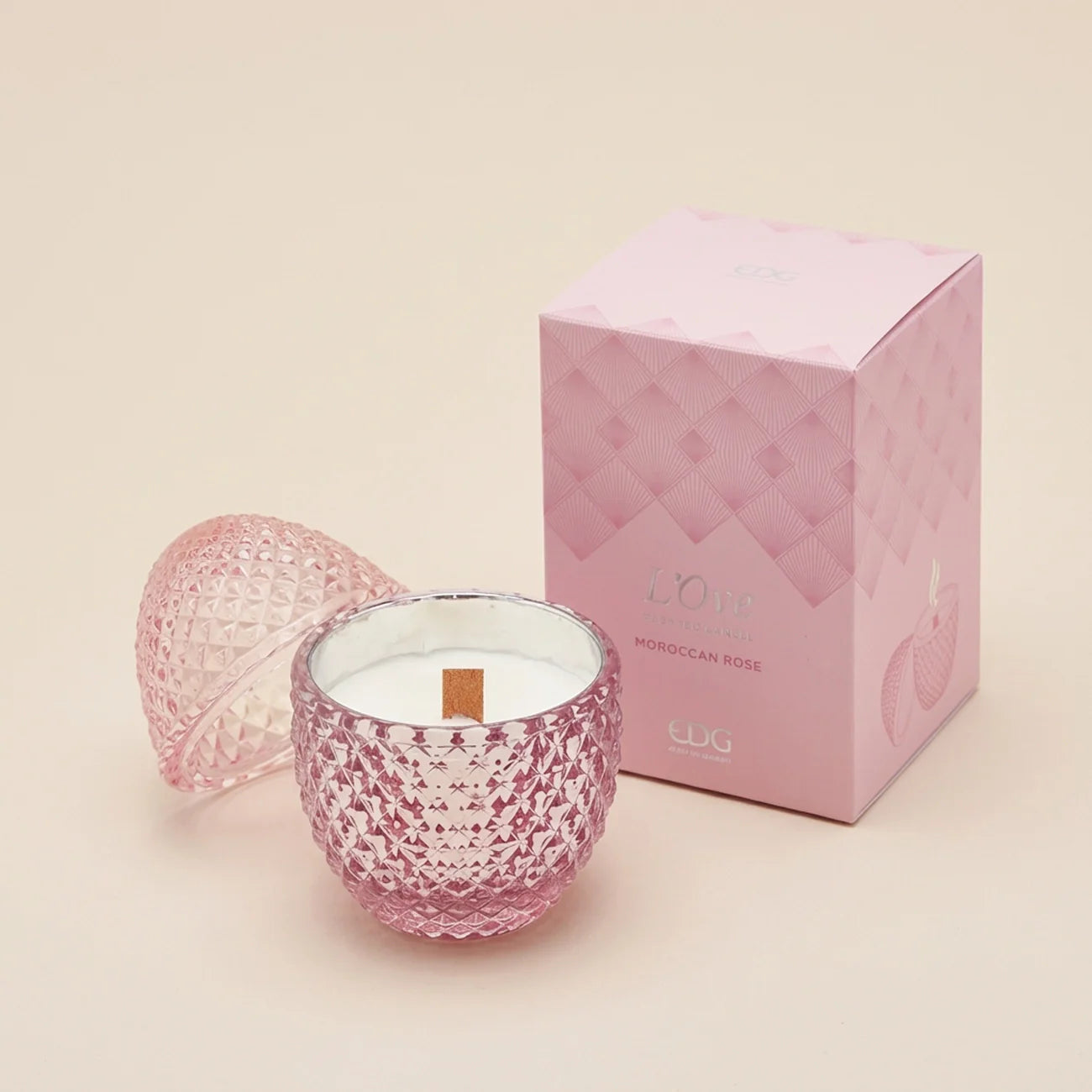 Candela uovo ’L’ove’ Moroccan rose Candela