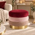 Pouf Rotondo Capitonné in Velluto Avorio con Base Oro - EDG (Copia)