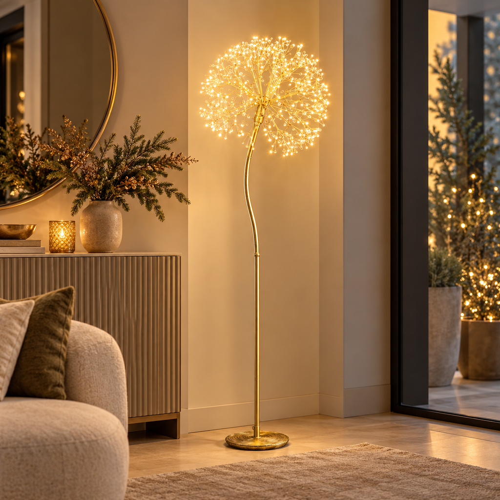 Decoro Tarassaco Luminoso EDG Enzo De Gasperi Oro con 576 LED – H 150 cm – IP44