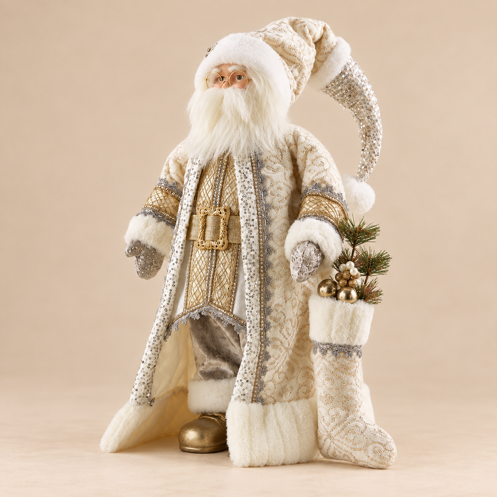 Babbo Natale Chic Bianco e Argento H 61 cm