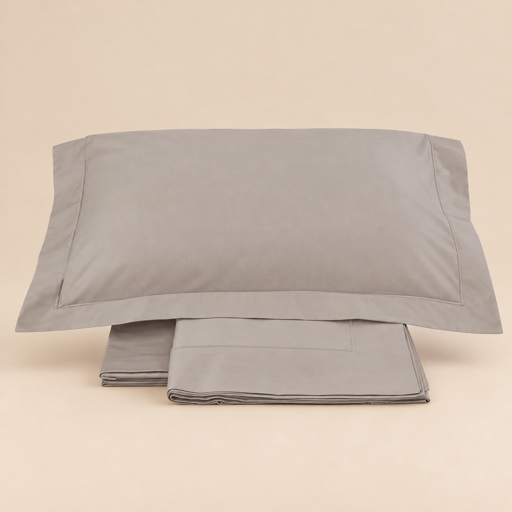 Completo Lenzuola in Raso di Cotone 300 TC Elite Nocciola
