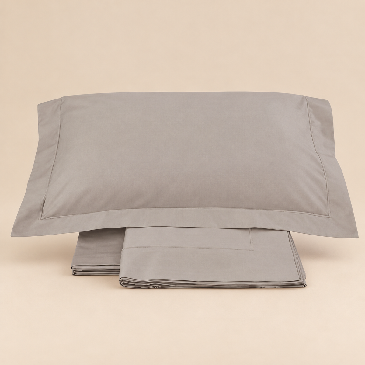 Completo Lenzuola in Raso di Cotone 300 TC Elite Nocciola