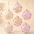 Caramella di Natale in Vetro con Decorazione a Spirale – Ø 8 cm