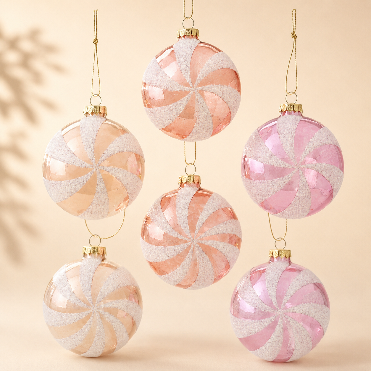 Caramella di Natale in Vetro con Decorazione a Spirale – Ø 8 cm