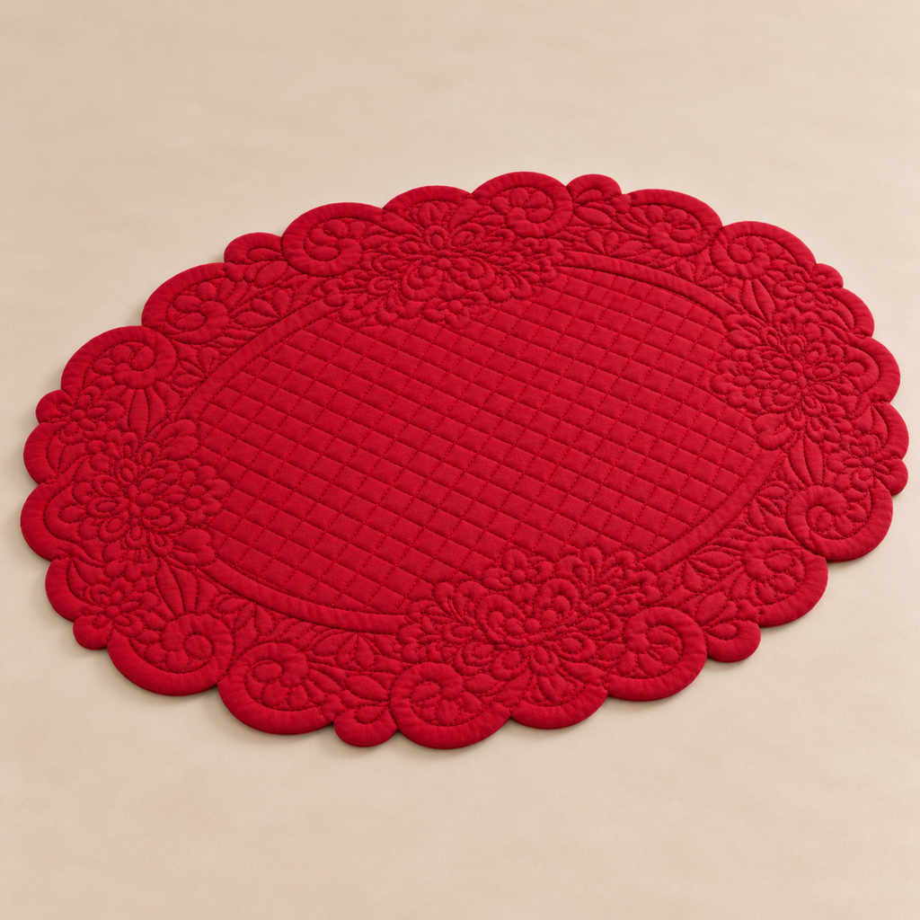 Tovaglietta Americana Ovale Rossa in Cotone 35 x 50 cm - Collezione Carmen