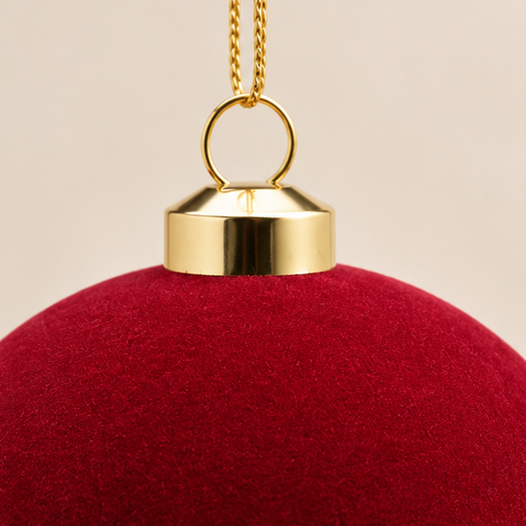 Set 8 Palline di Natale in Velluto Bordeaux Ø 8 cm