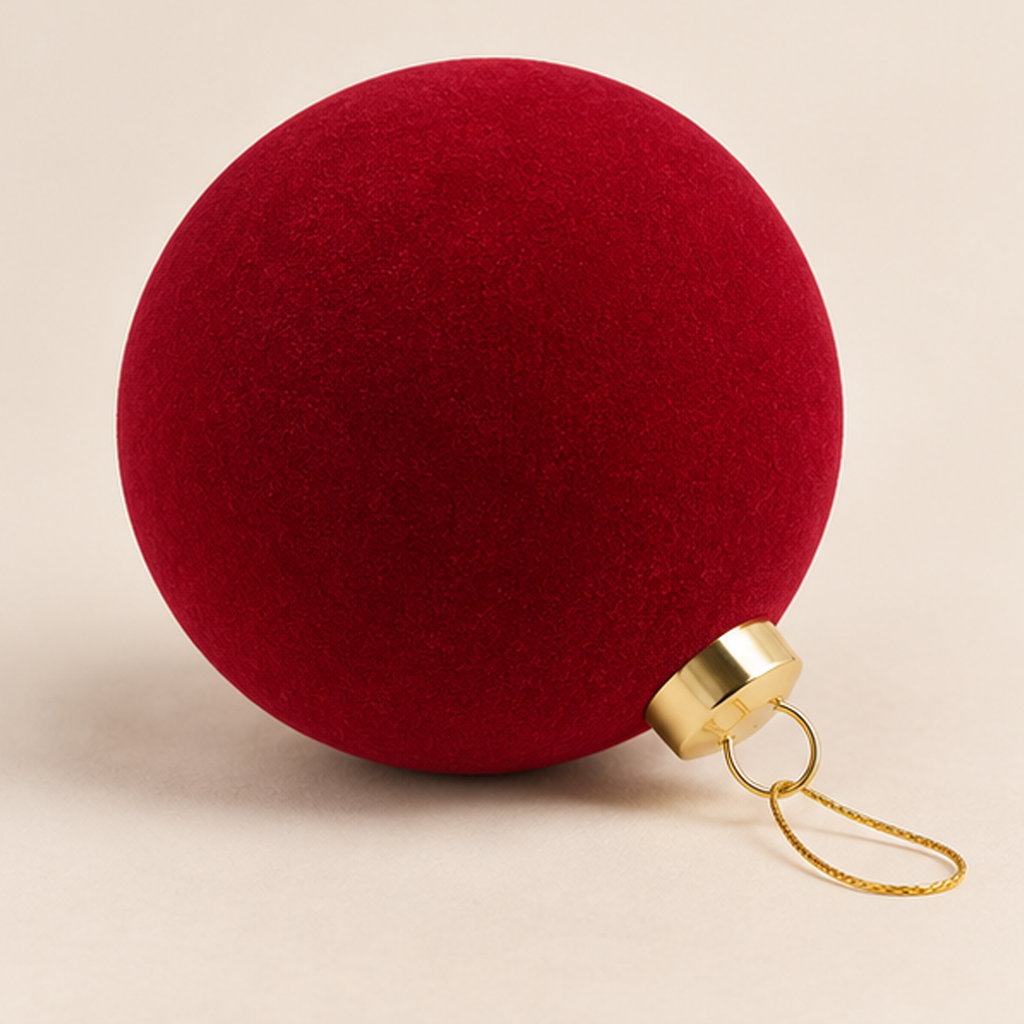 Set 8 Palline di Natale in Velluto Bordeaux Ø 8 cm