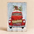 Quadro Natalizio su MDF “Merry Christmas” — Auto Vintage con Regali 50×70 cm