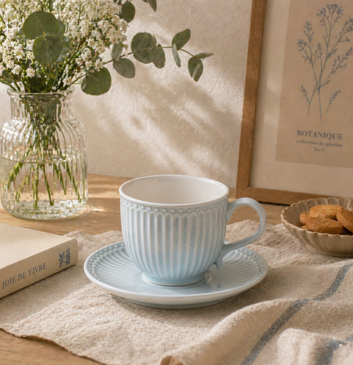 Tazza con piattino Alice azzurra