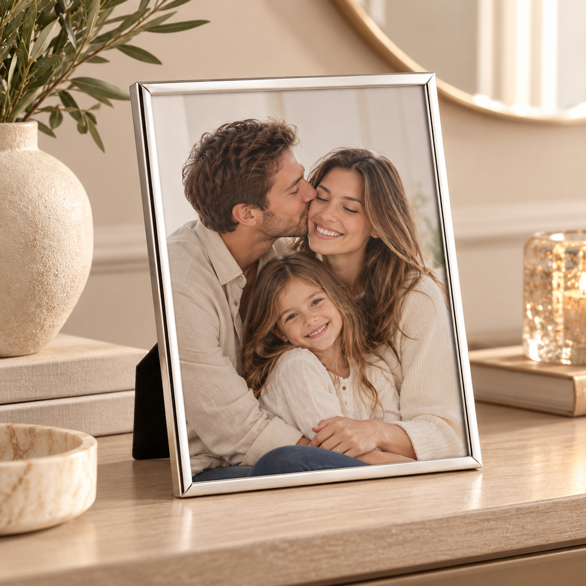 Portafoto TRACY Large in Acciaio Color Argento con Cornice Sottile – Foto 20 x 25 cm