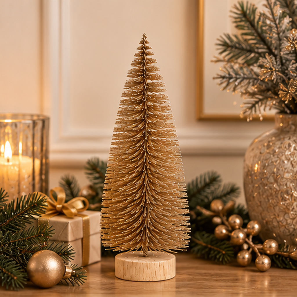 Pino Decorativo Mini Oro con Base h.25cm