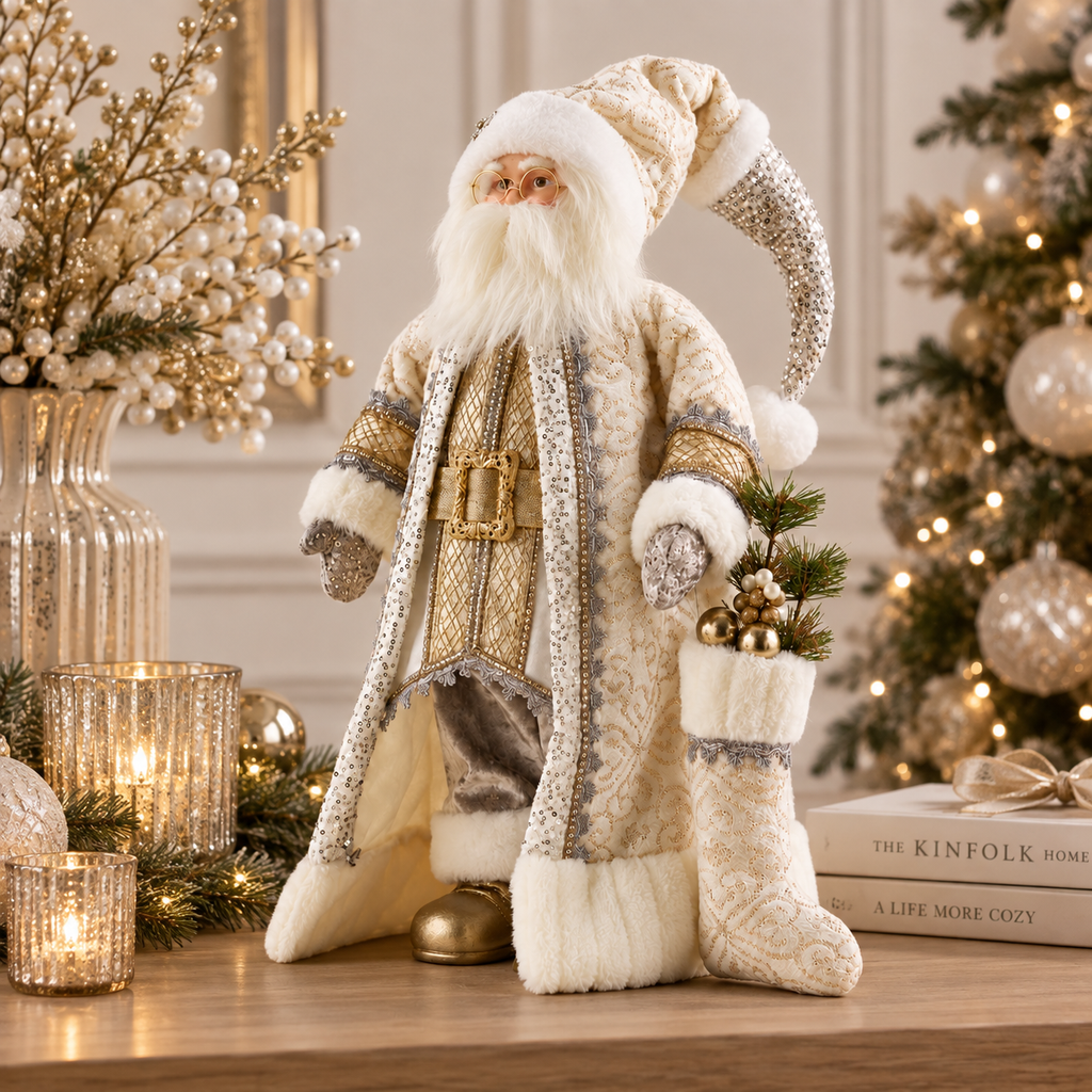 Babbo Natale Chic Bianco e Argento H 61 cm