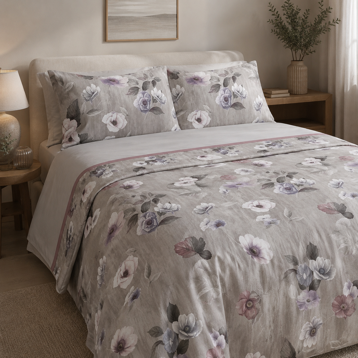 Completo Letto Matrimoniale Velvet – Raso di Puro Cotone 300 TC