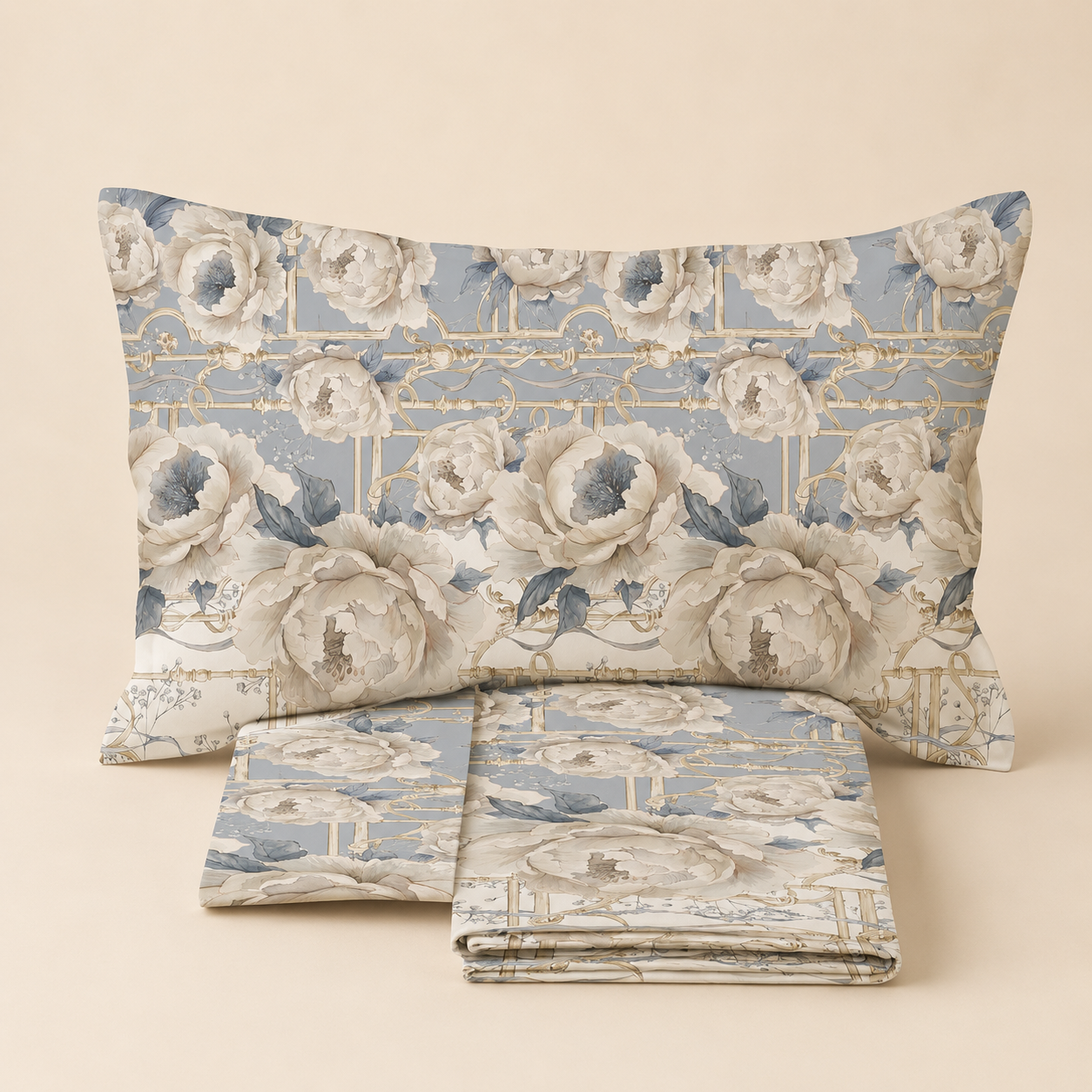 Completo letto 2 piazze Blanc Mariclò – Collezione Peonies