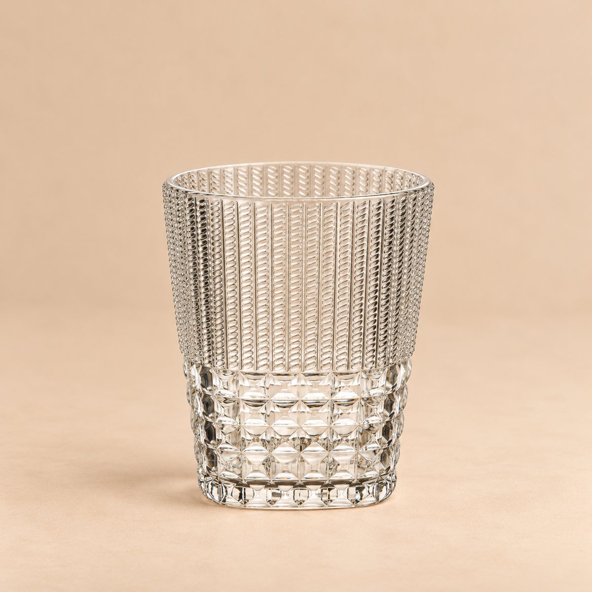 Set 6 Bicchieri Acqua Chic & Zen in Acrilico Trasparente Lavorato – Ø 8,5 x H 10 cm