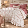 Trapunta Matrimoniale Sogni in Fiore 250x250 cm con Gala 7 cm – Fantasia Floreale Rosa