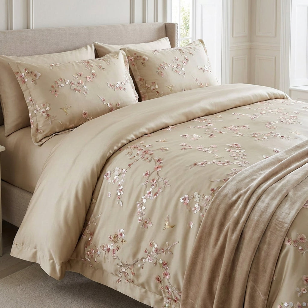 Parure copripiumino Bloom Almond Beige Copripiumino